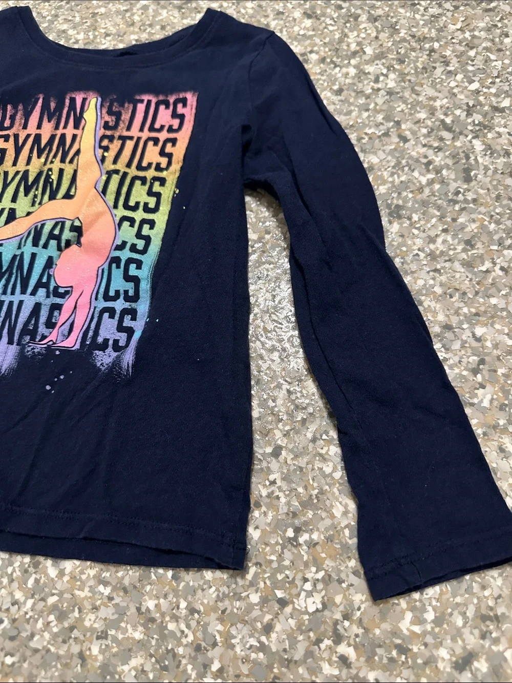 Girls' Navy Gymnastics Graphic Long-Sleeve Tee
